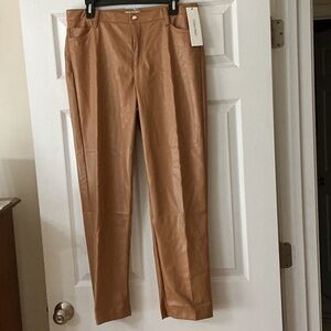 Calvin Klein Camel Faux-Leather Women’s Pants